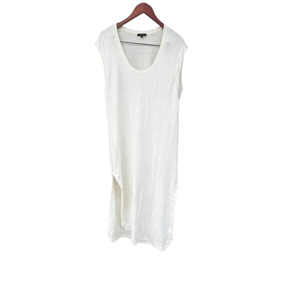 Massimo Dutti Small sleevless ivory coastal side slit maxi dress career minimal - Picture 5 of 11